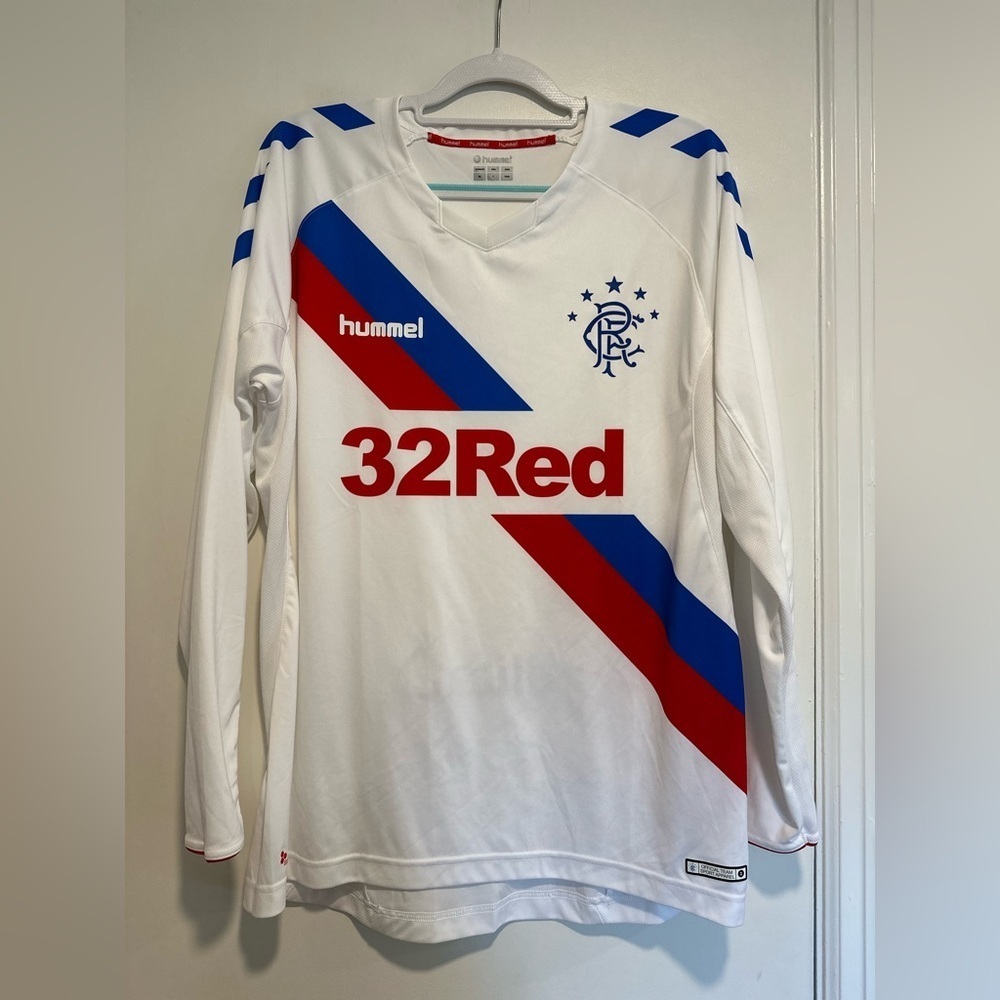Hummel Rangers 2018-19 Away Long Sleeve Soccer Futbol Football Jersey Mens Sz: L